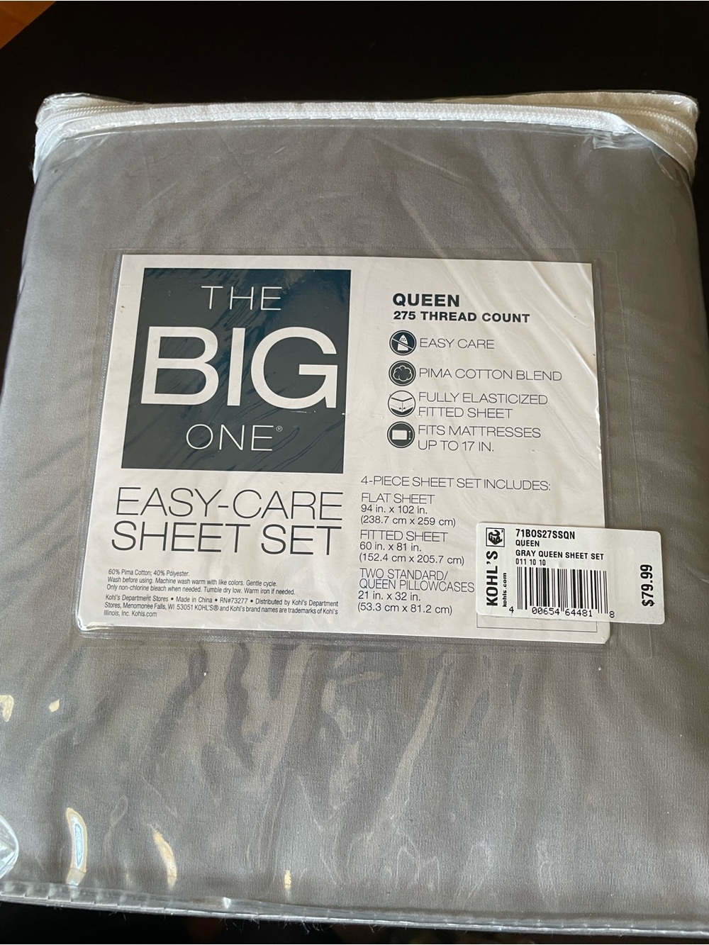 The Big One Queen Easy-Care Sheet Set - Gray